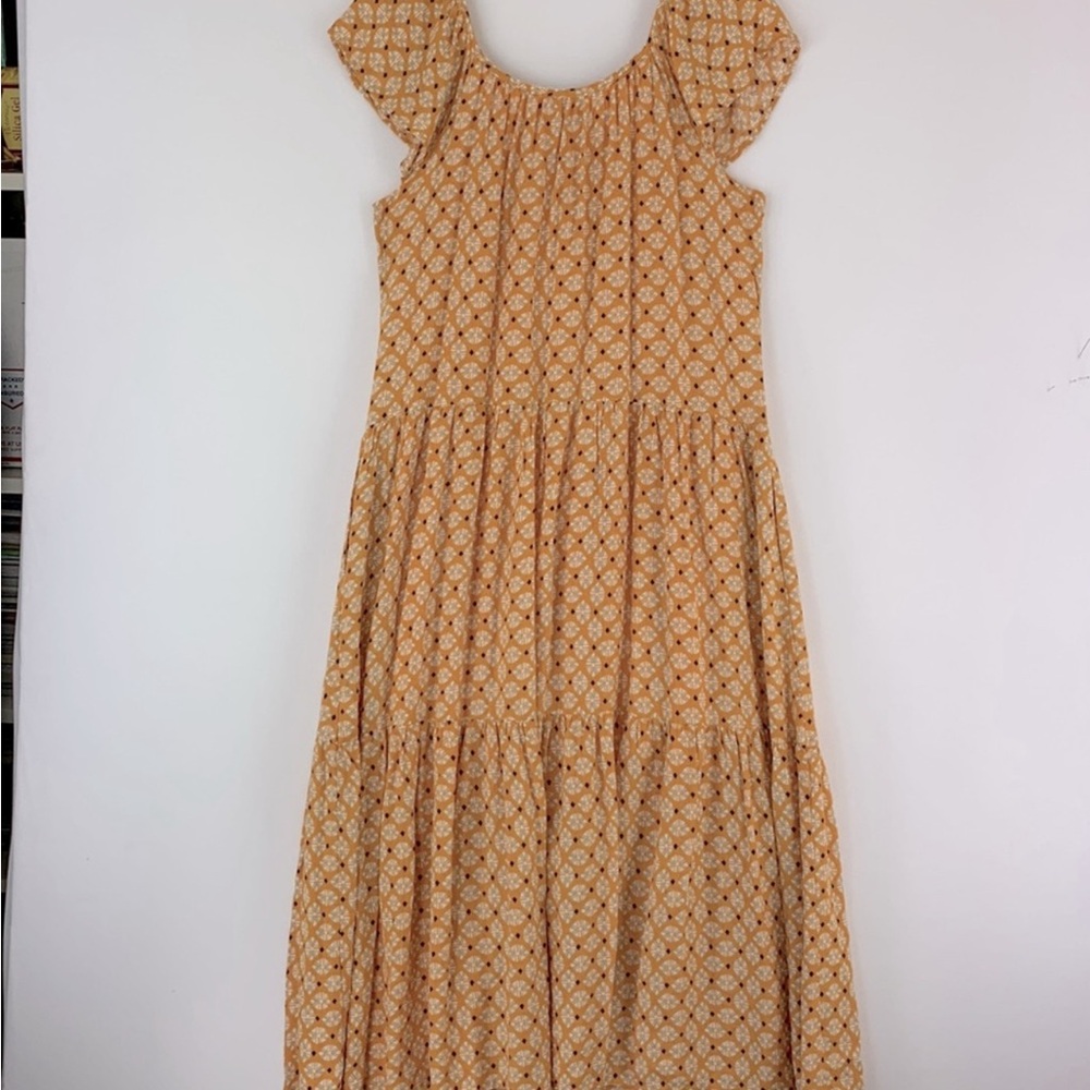 Knox Rose Tiered Multicolor A-Line Short Sleeve Lined Maxi Dress - Picture 6 of 6